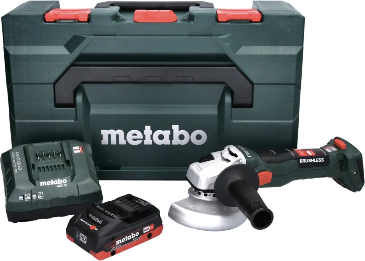 Metabo W 18 LT BL 11-125 Accu Haakse Slijper 125mm - 4.0Ah - MetaBOX - afbeelding 5 van 5