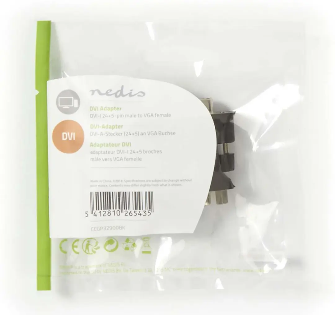 Nedis DVI-I naar VGA Adapter CCGP32900BK - Zwart