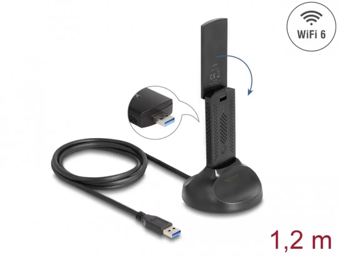 Delock Wi-Fi 6 AX1800 USB Adapter 12771 - Zwart