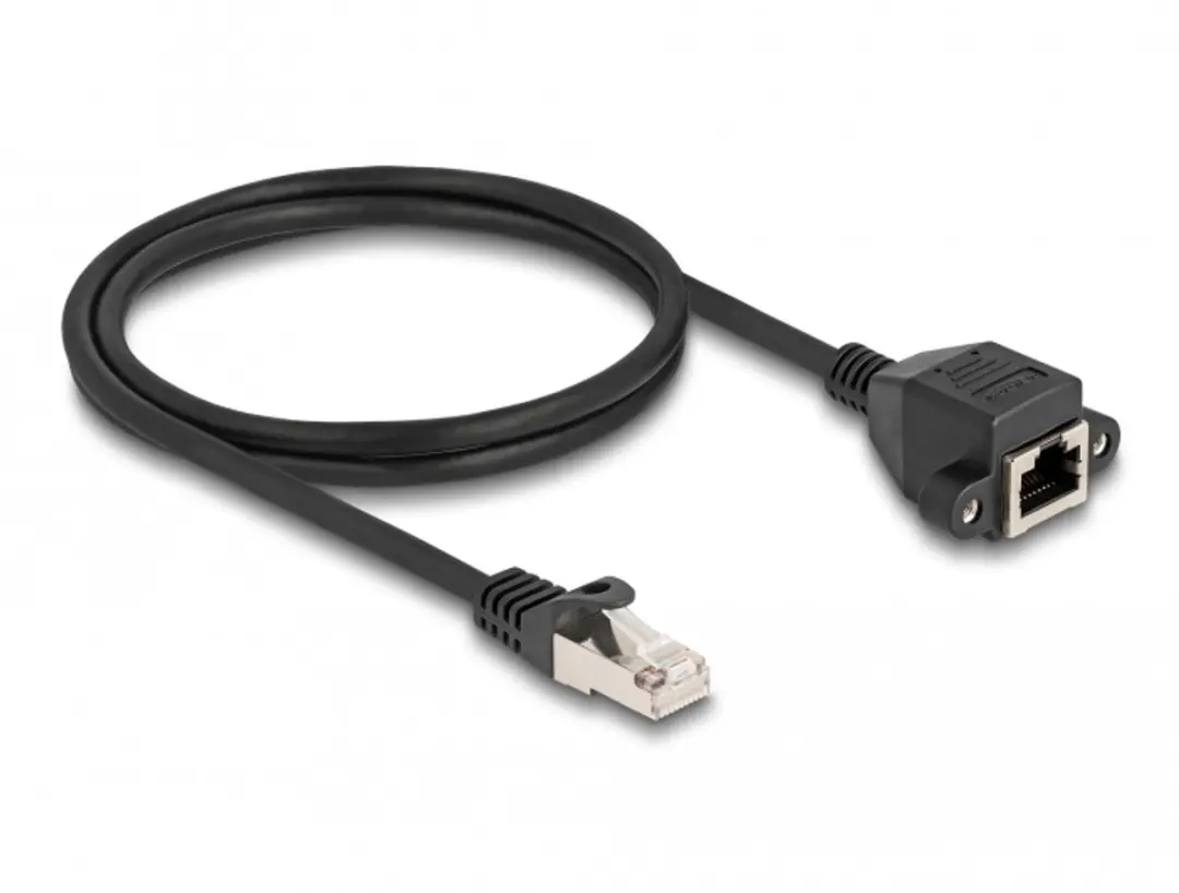 Delock RJ50 Kabel M/F S/FTP 1m - Zwart