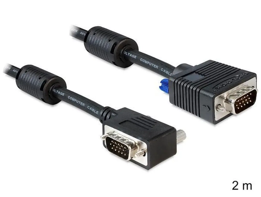 Delock VGA Kabel 90° Rechts - 2m - Zwart