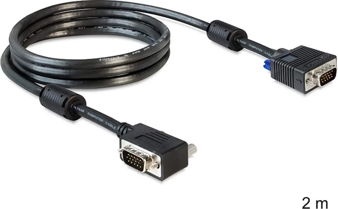 Delock VGA Kabel 90° Rechts - 2m - Zwart