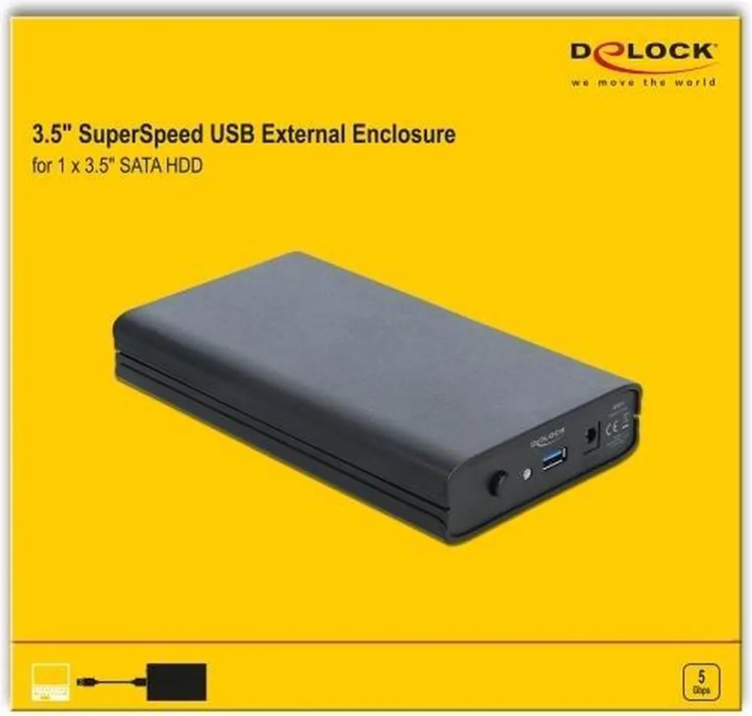 Delock 3.5" SATA HDD Behuizing - USB 3.1 Gen 1 - Zwart