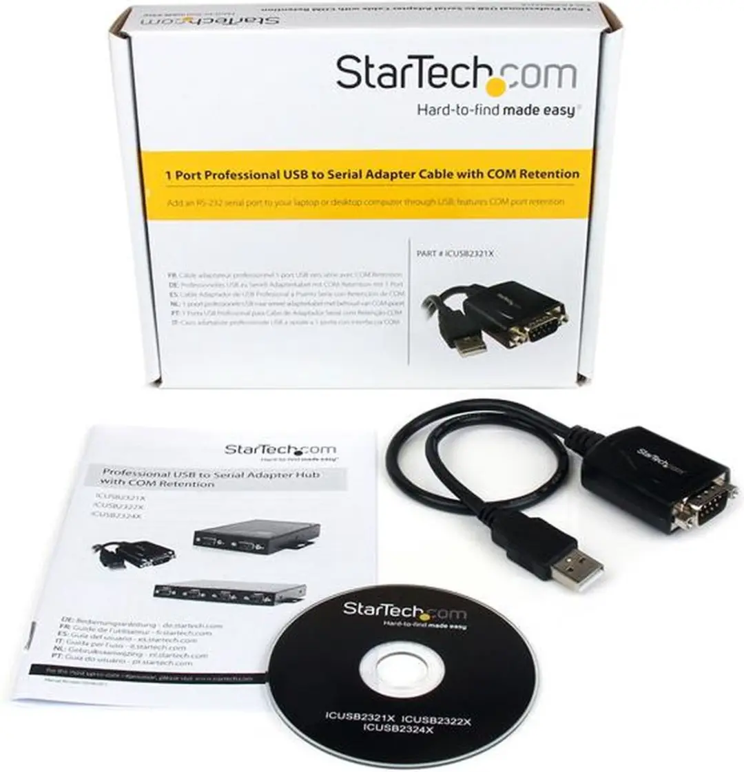 Startech ICUSB2321X USB naar Seriële Poort Adapterkabel - Zwart