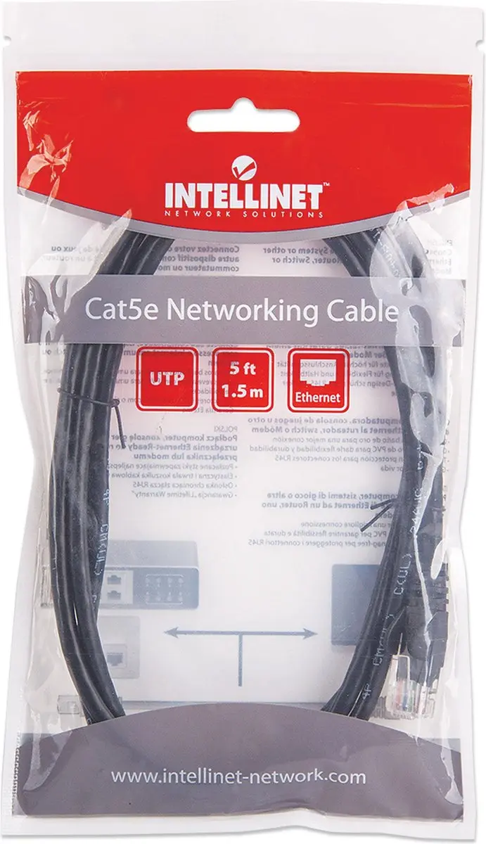 Intellinet 338387 Netwerkkabel CAT5e U/UTP 1.5m - Zwart