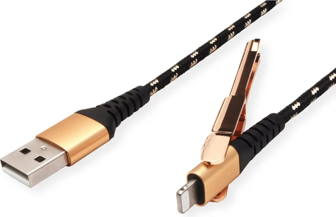 Roline GOLD 8pin naar USB 2.0 Kabel 1m - Zwart/Goud