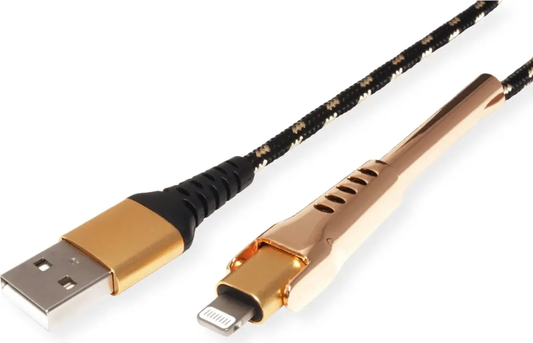 Roline GOLD 8pin naar USB 2.0 Kabel 1m - Zwart/Goud - afbeelding 6 van 6