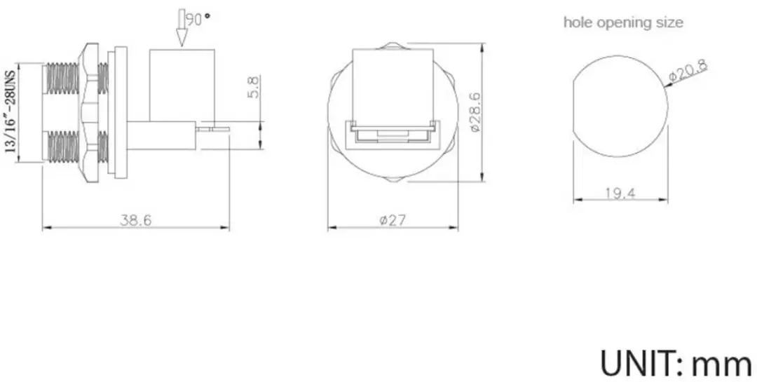 Tru Components TC-E13T-FR6-PRF-90 RJ45 Bus - Zwart