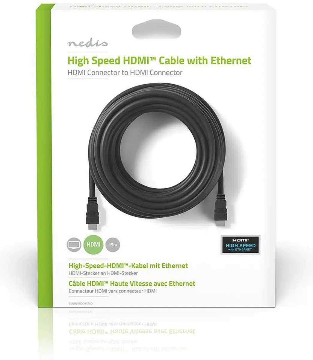 Nedis HDMI-Kabel CVGB34000BK150 15m - 4K@30Hz - ARC - 15m