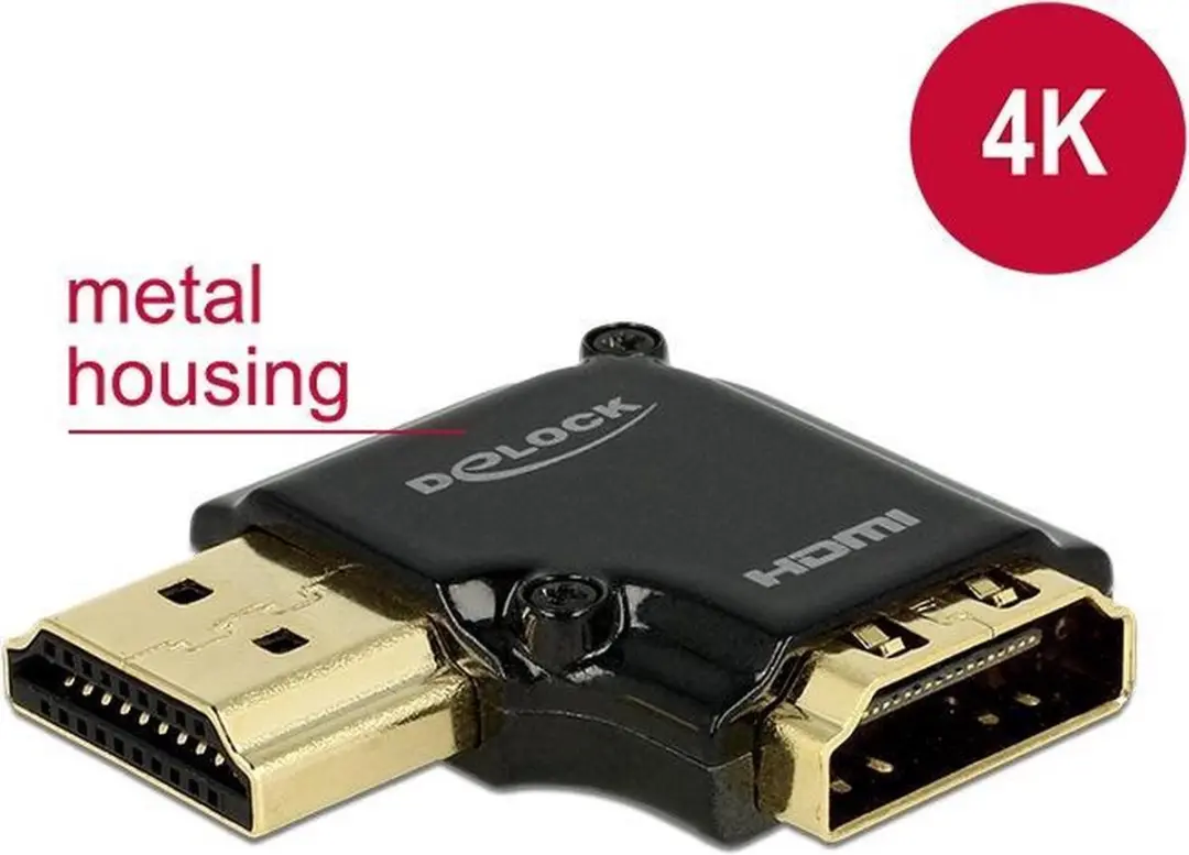 Delock HDMI Adapter 2.0 90° Rechts - 4K 60Hz HDR - Zwart