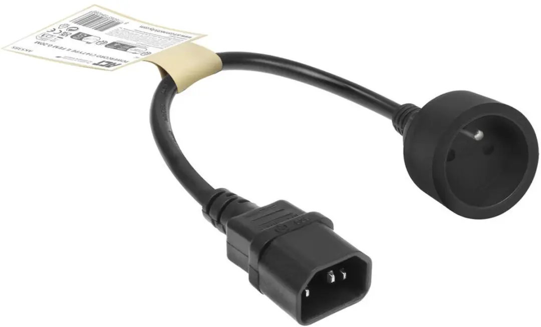 ACT AK5385 Netsnoer C14 Type E - 0,2m - Zwart