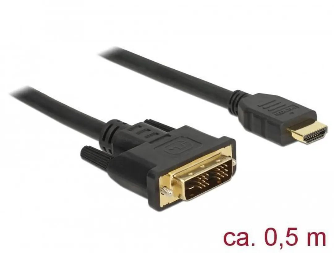 Delock DVI-D naar HDMI Kabel - 0,5m - Zwart