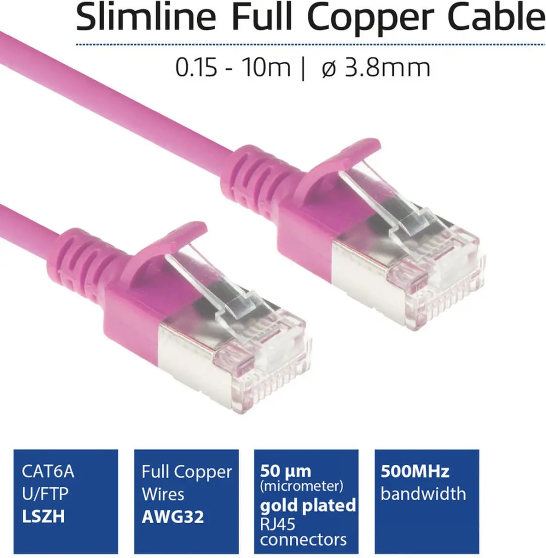 ACT Roze LSZH U/FTP CAT6A Patchkabel 10m - Snagless RJ45