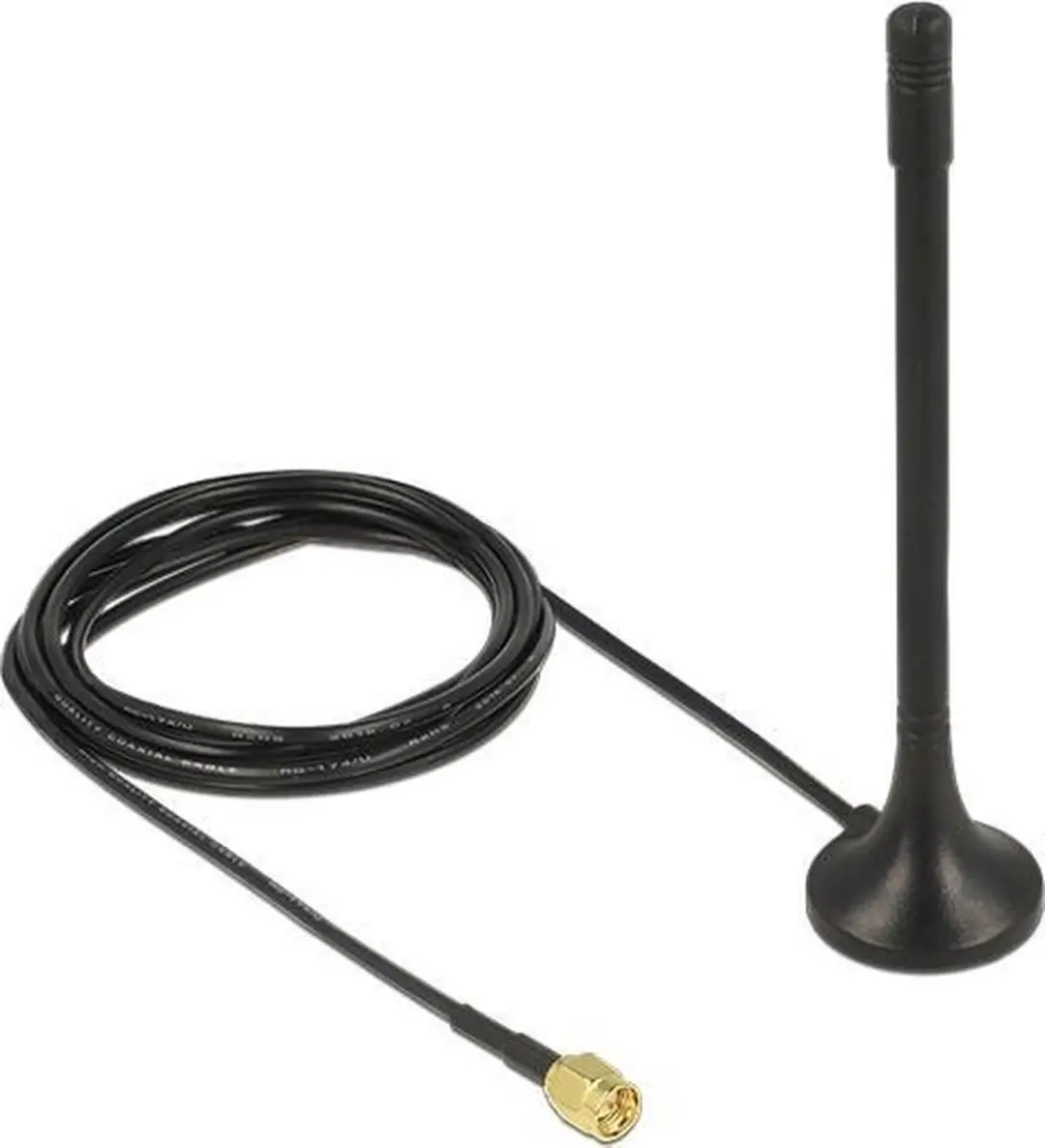 Delock ISM 433MHz Antenne SMA - 2dBi Omnidirectioneel - Magnetische voet - 2m Kabel - Zwart