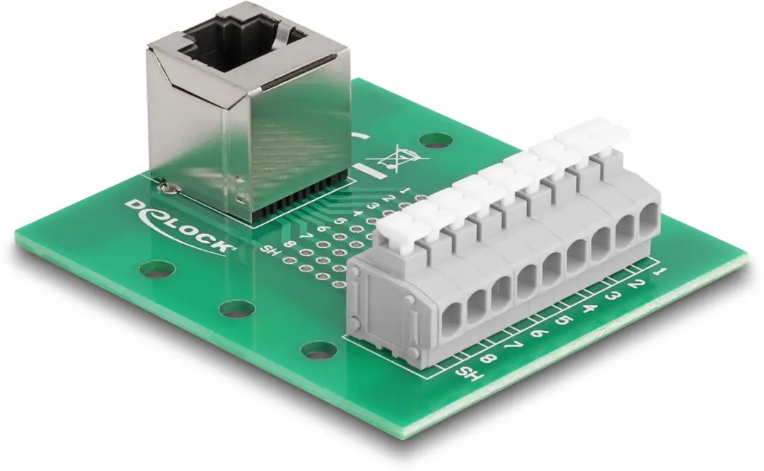 Delock RJ45 naar Terminal Block - Groene/Grijze uitvoering