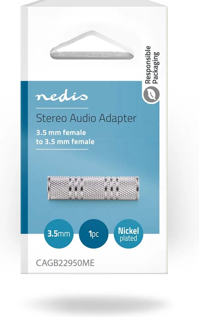 Nedis 3,5mm Stereo-Audioadapter - Vernikkeld Metaal - Zilver