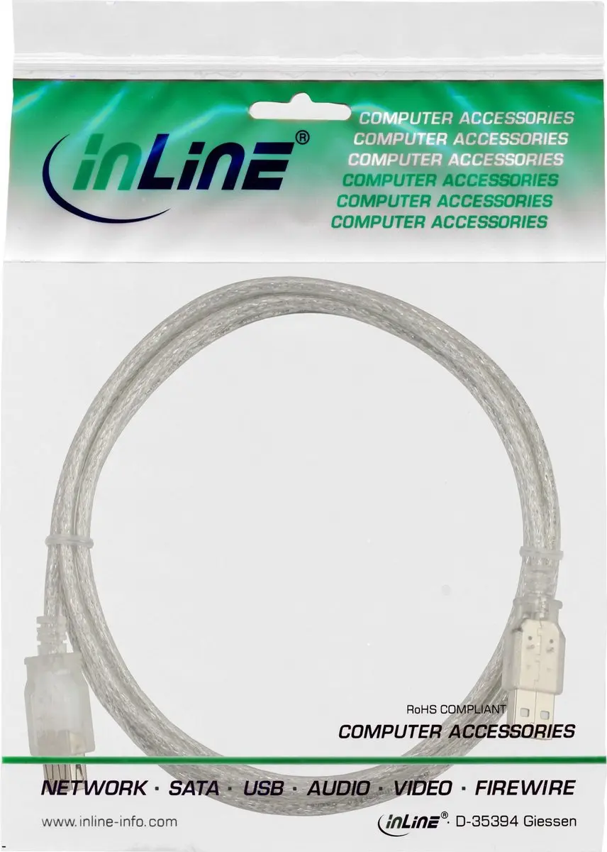 InLine USB 2.0 Verlengkabel A-A 2m - Transparant