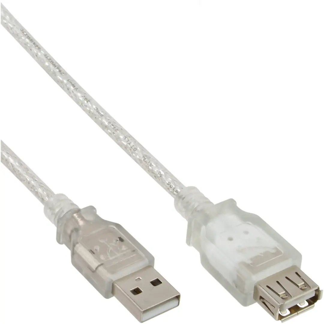 InLine USB 2.0 Verlengkabel A-A 2m - Transparant