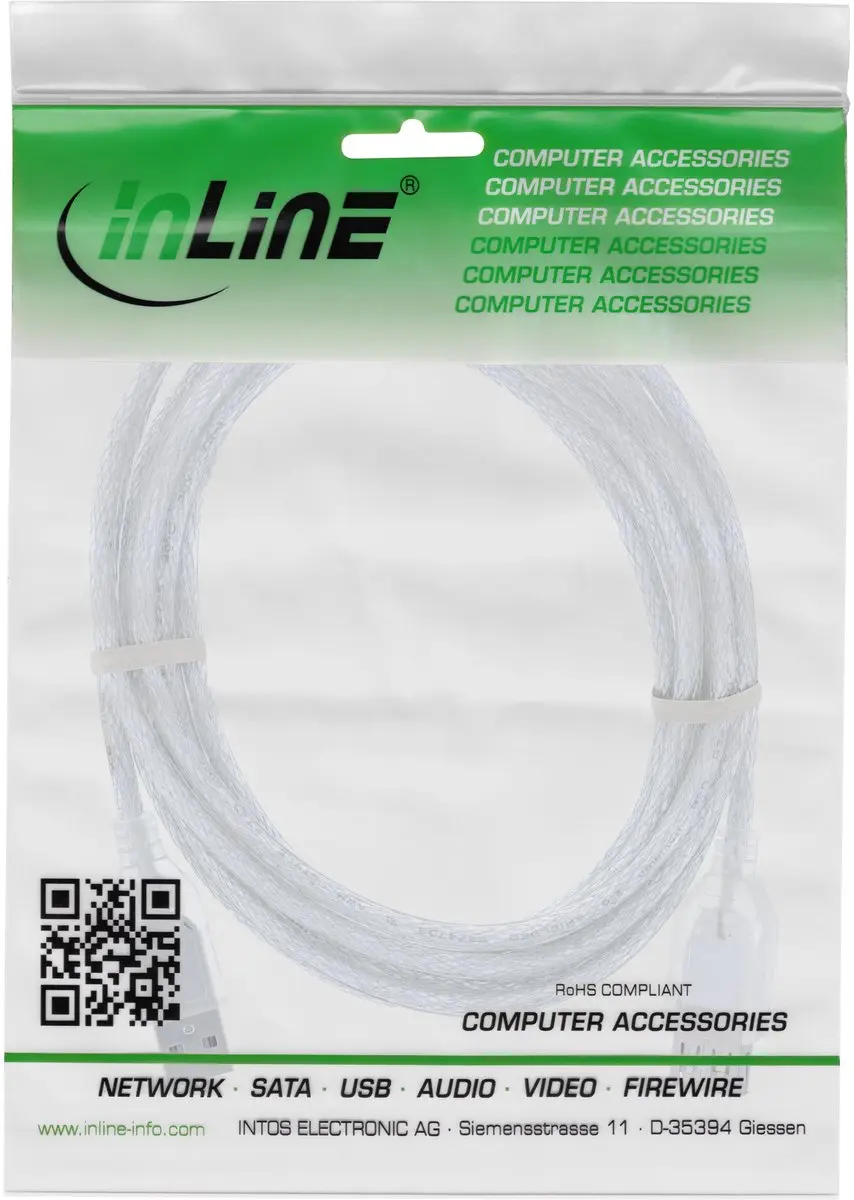 InLine USB 2.0 Verlengkabel A-A 2m - Transparant