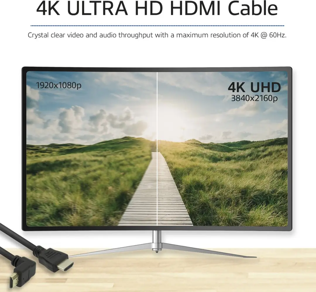 ACT HDMI High Speed Kabel v2.0 AK3678 - 2m - Haaks naar Recht - Zwart
