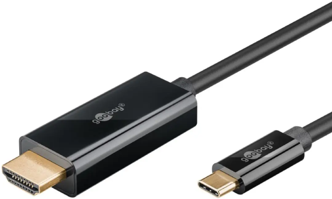 Goobay USB-C naar HDMI Kabel 4K 60Hz - Verguld - 2m - Zwart