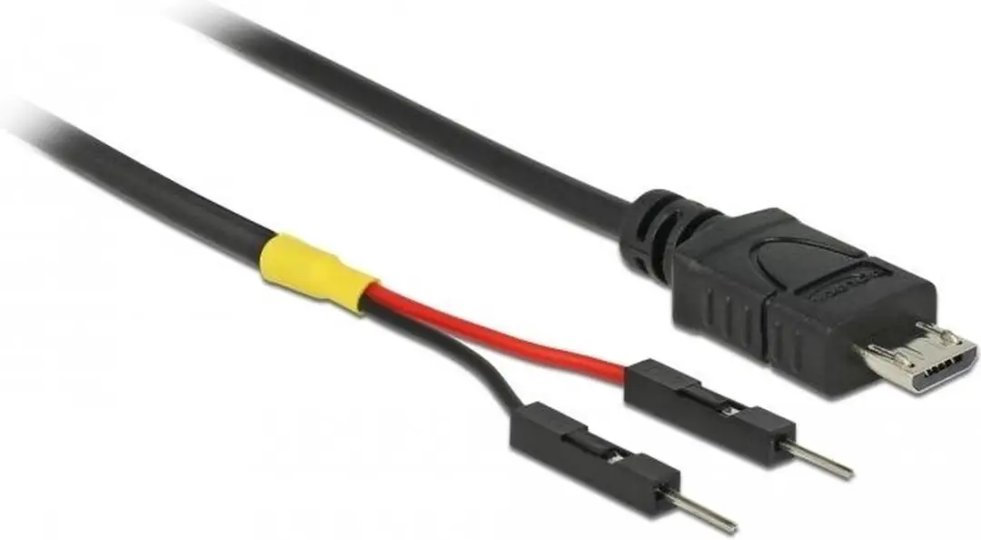 Delock USB Micro-B naar 2x Pinheader Kabel 10cm - Zwart