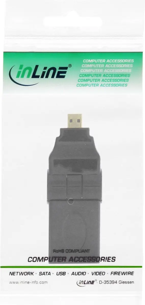 InLine Micro HDMI naar HDMI Adapter 1.4 - 180° Draaibaar - Zwart