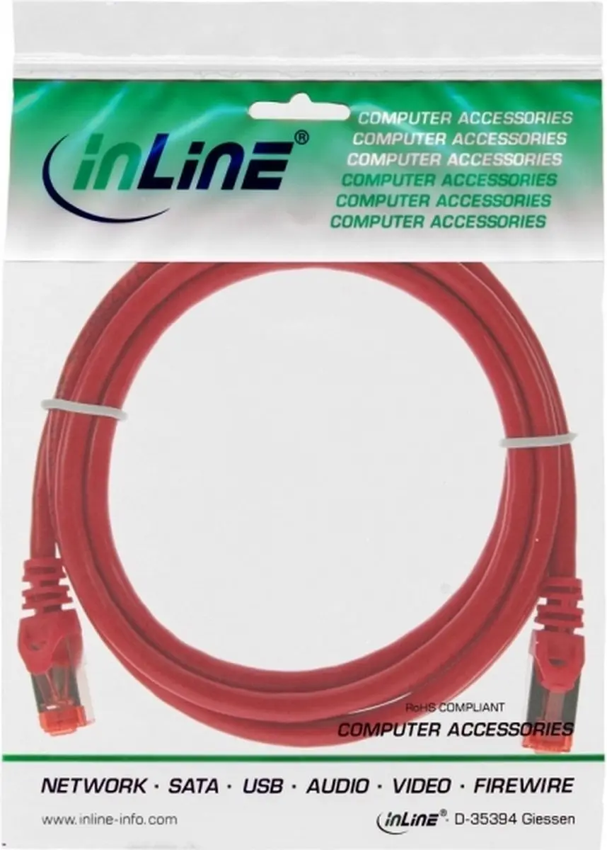 InLine Patchkabel S/FTP Cat.6 0,5m - Rood
