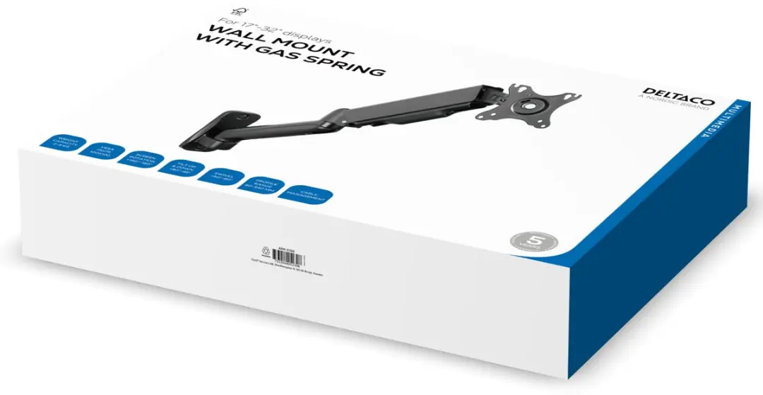 Deltaco ARM-0360 Monitorarm Muurbeugel 17-32" - 9kg - Zwart - afbeelding 6 van 6