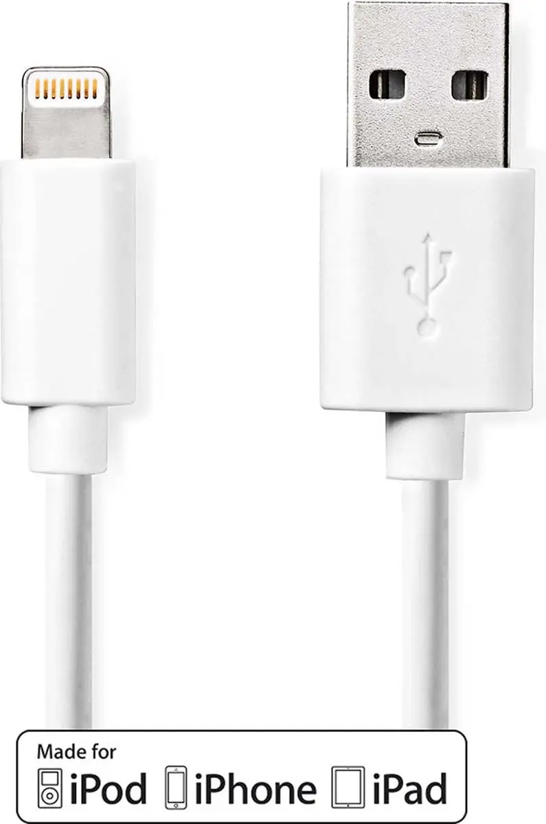 Nedis Lightning Kabel USB-A 1m - Wit