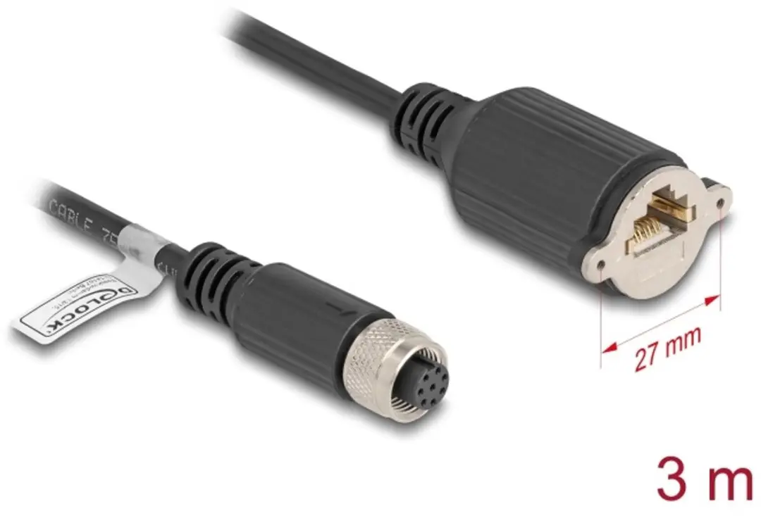 Delock M12 A-coded 8-pin Kabel RJ45