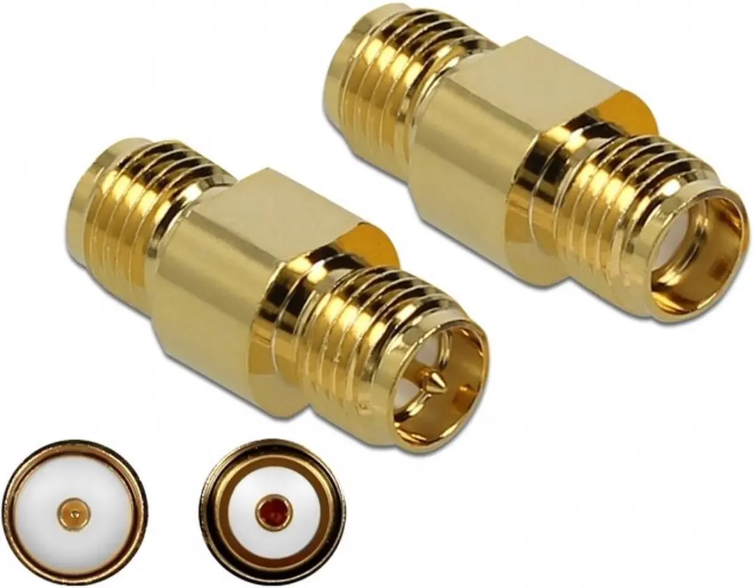 Delock RP-SMA naar SMA Adapter - 50 Ohm 10 GHz - Goud