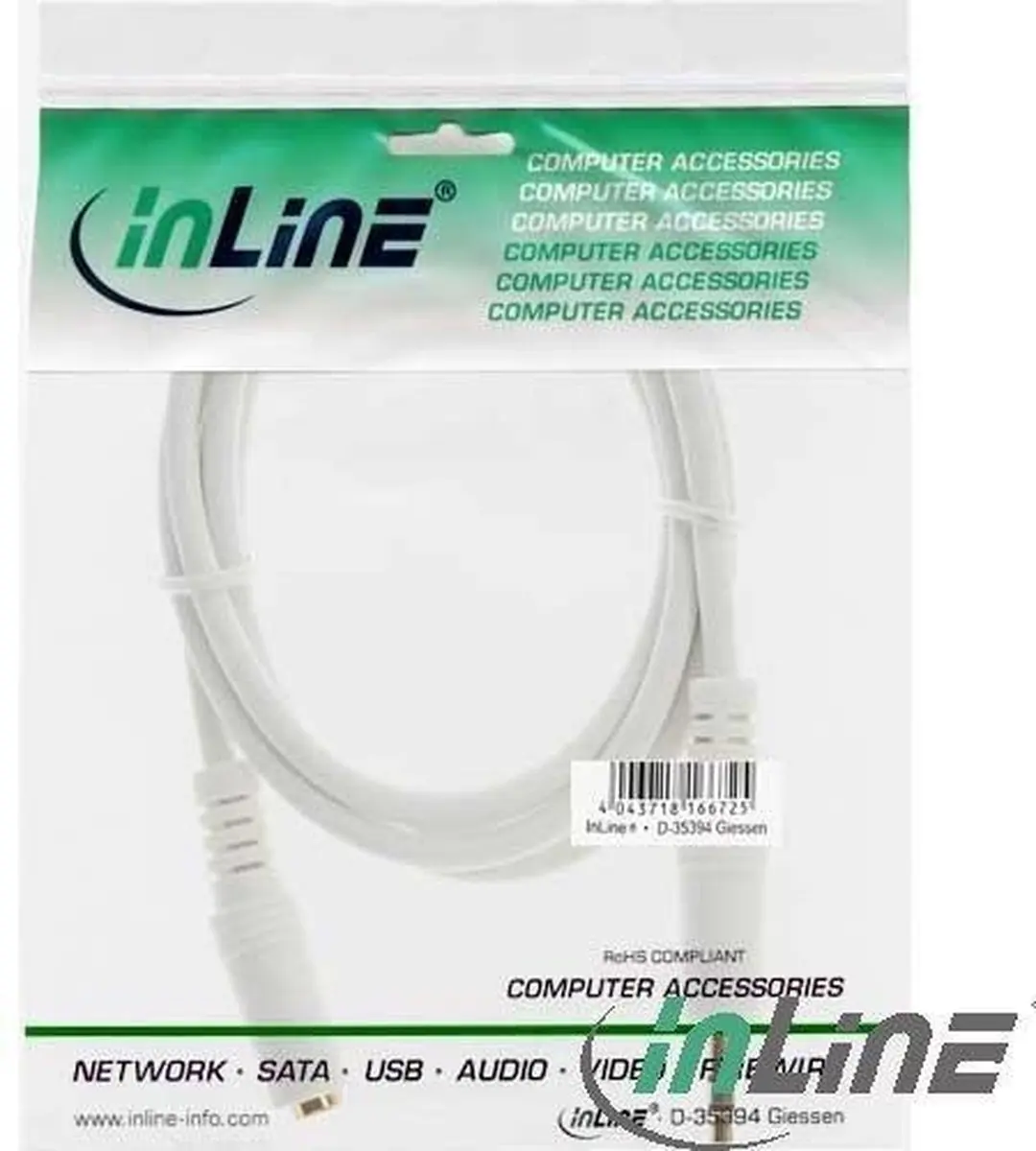 InLine 3,5mm Jack Stereo Audio Verlengkabel - Verguld/Wit 3m