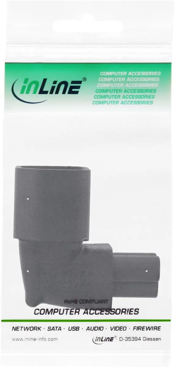 InLine C5-C14 Voedingadapter Haaks - Zwart