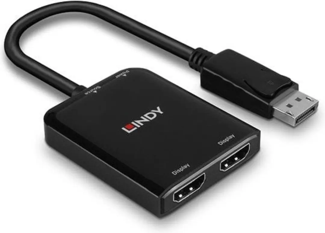 Lindy 38433 DisplayPort naar HDMI Adapter - 1x DisplayPort 2x HDMI - Zwart