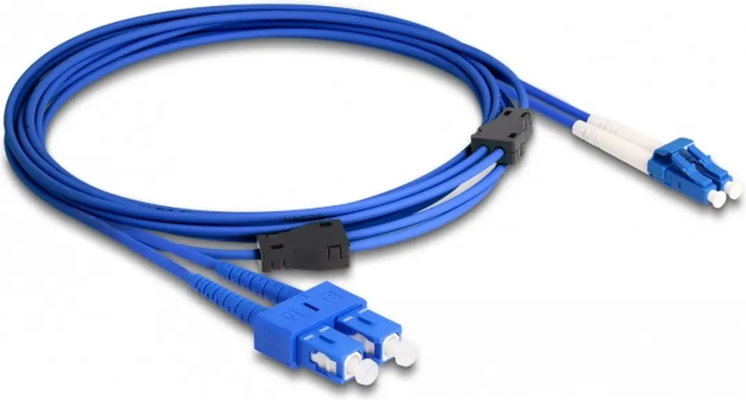 Delock LC Duplex naar SC Duplex OS2 3m - Blauw - Metaalbewapend