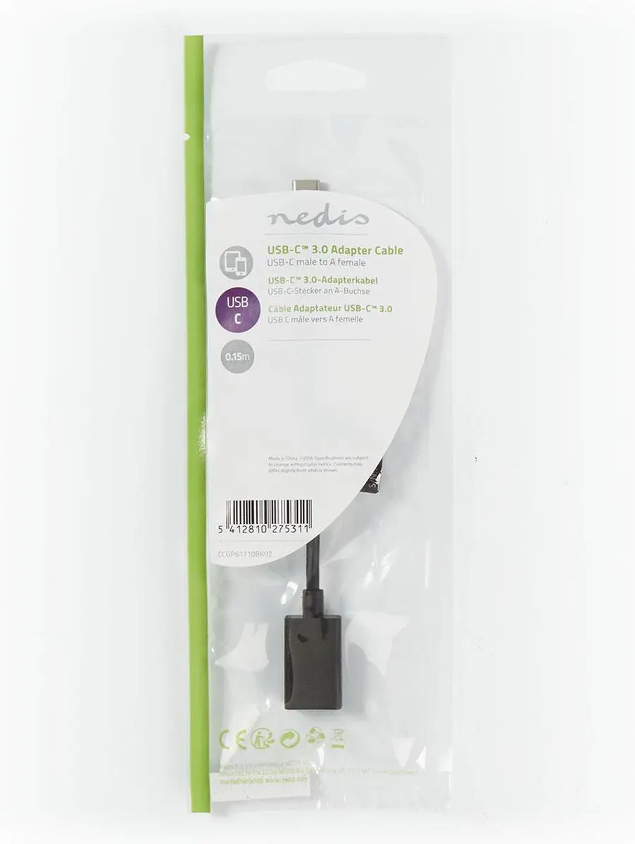 Nedis USB-C Adapter USB-A Female CCGP61710BK02 - 5Gbps - 0.15m - Zwart