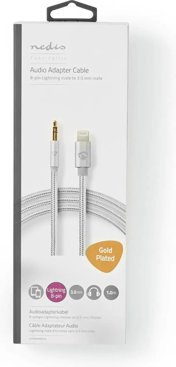 Nedis Lightning Adapter 3,5mm Verguld 1m - afbeelding 6 van 6