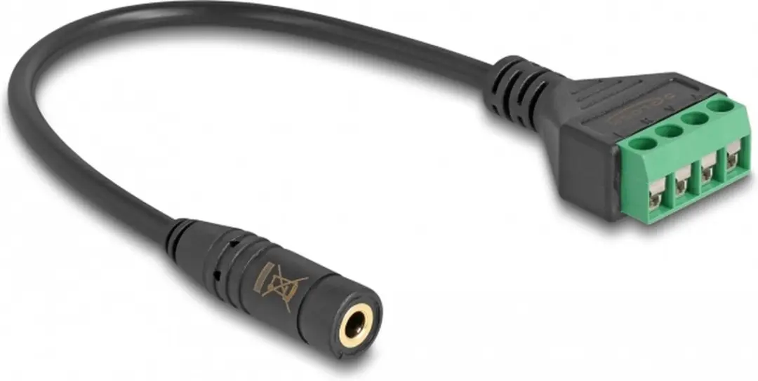 Delock 3.5mm Stereo Jack naar Terminal Block Adapter 20cm - Zwart/ Groen