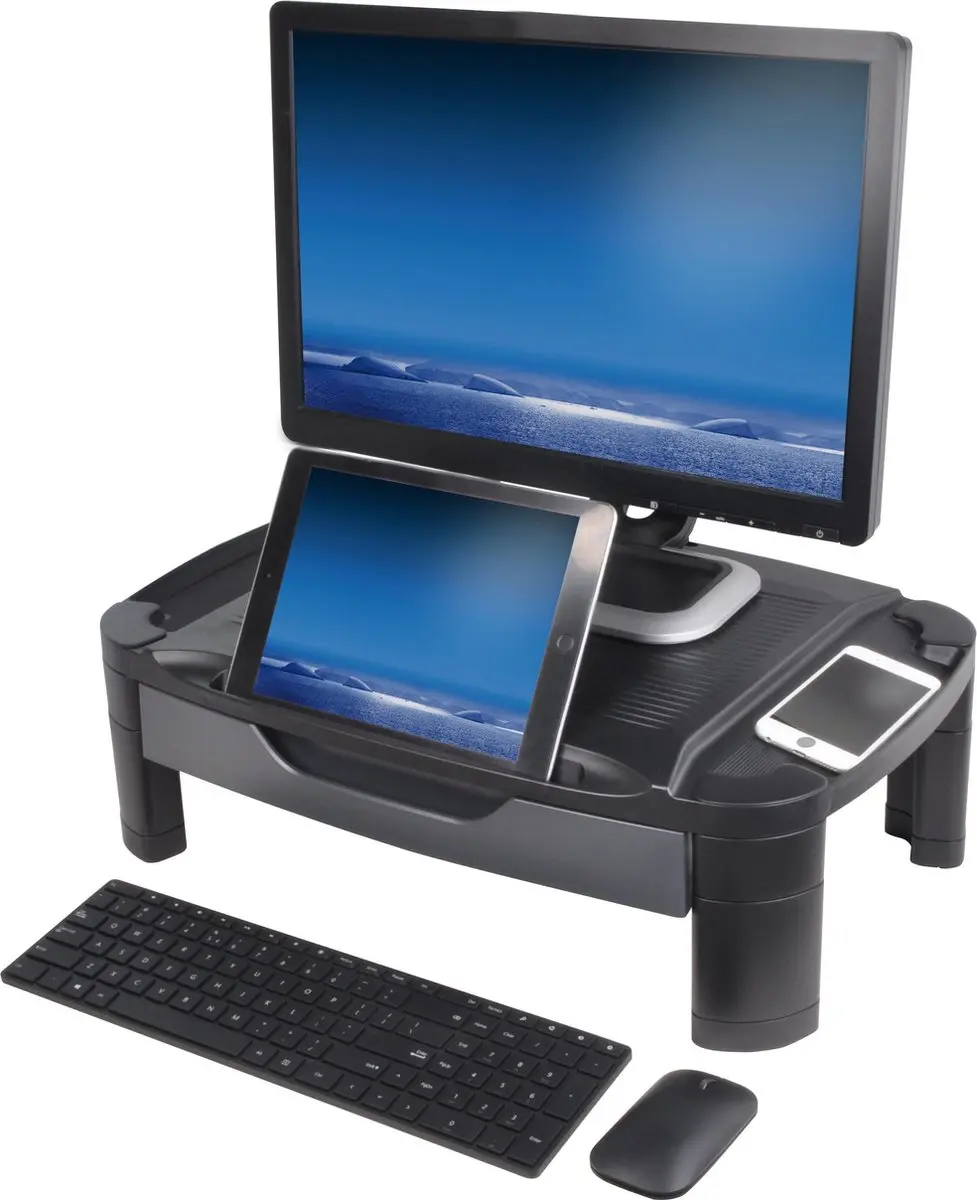Desq Monitorverhoger 1481 Opberglade - 3 Standen - Xlarge - Zwart
