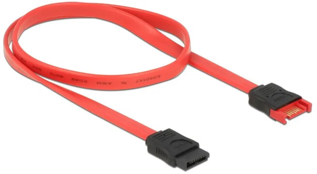 Delock SATA600 Data Verlengkabel - 6 Gbit/s - Rood - 0,5m