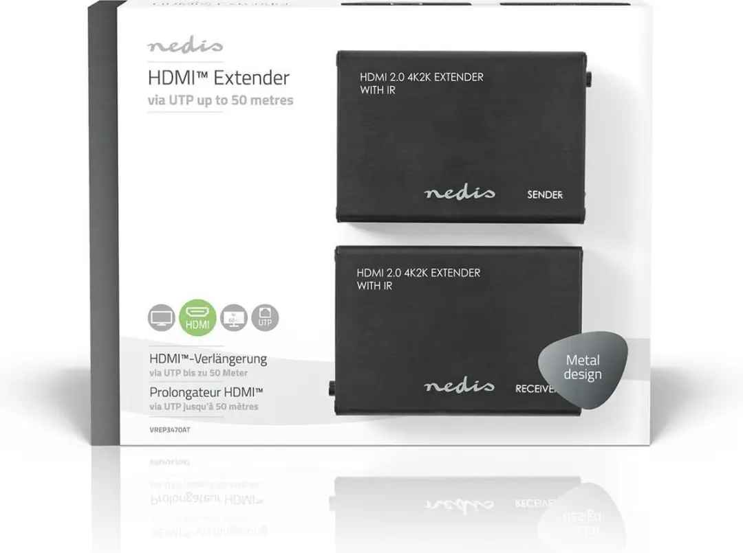 Nedis HDMI-Repeater VREP3470AT - 4K@60Hz - 18 Gbps - Antraciet - afbeelding 6 van 6
