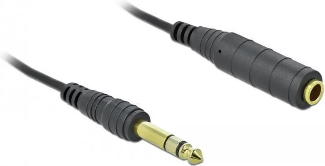 Delock Coiled Kabel 6.35mm Jack M/F - 2m - Zwart