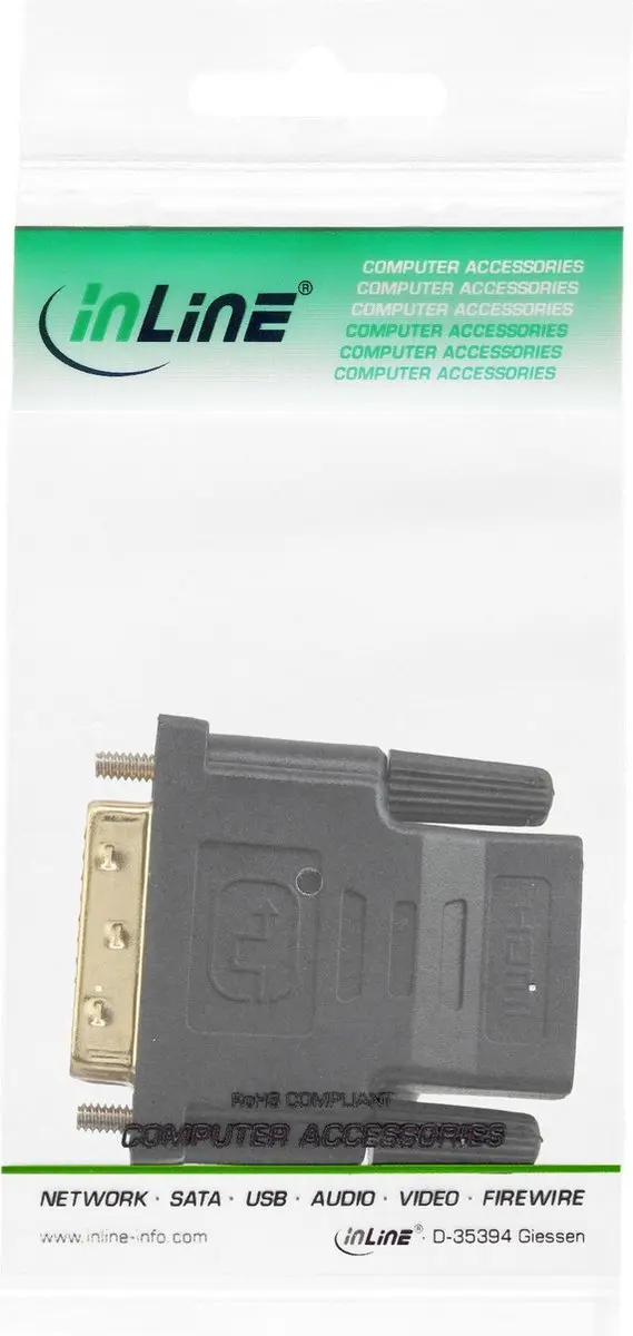 InLine 17660P DVI-D HDMI Adapter - Zwart