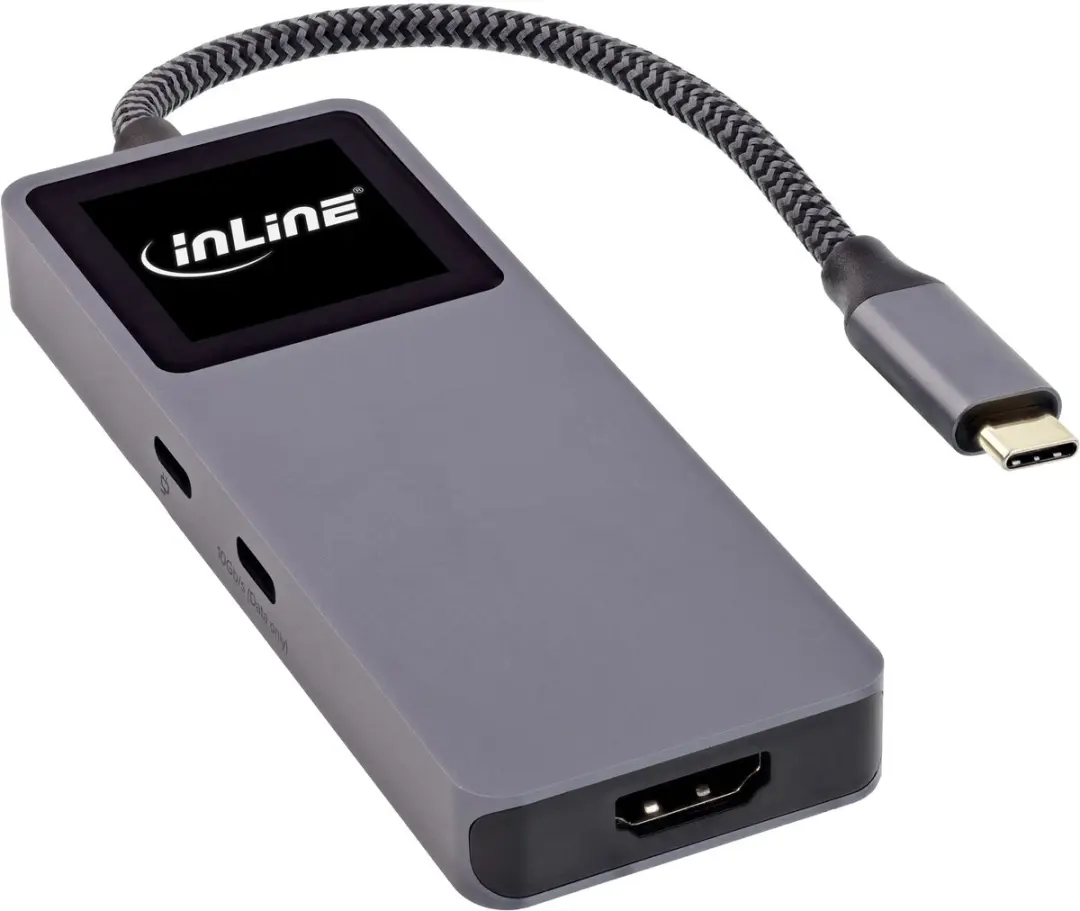 InLine USB-C naar HDMI 4K 60Hz Adapter 100W - 0,15m - Grijs