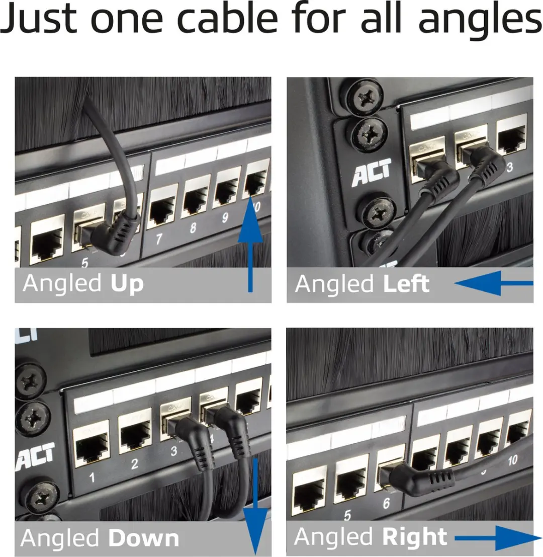 ACT DD1901 U/FTP CAT6A Patchkabel 1m - 360° Draaibare RJ45