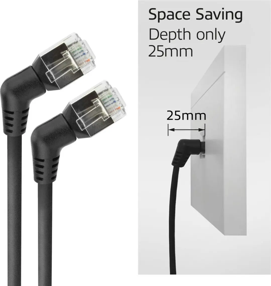 ACT DD1901 U/FTP CAT6A Patchkabel 1m - 360° Draaibare RJ45