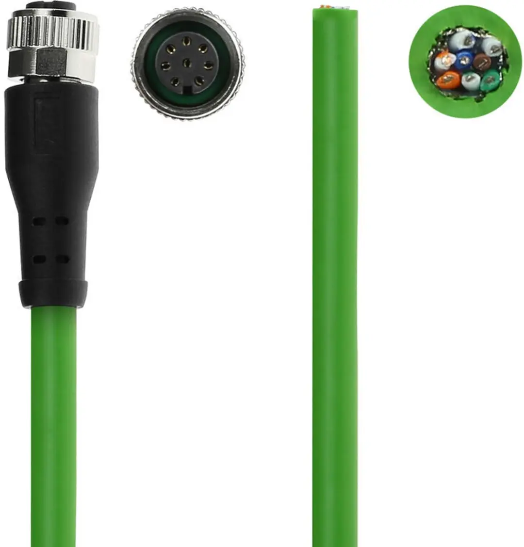 ACT Industrial Sensor Kabel M12A 8-polig 5m - Ultraflex TPE - Zwart
