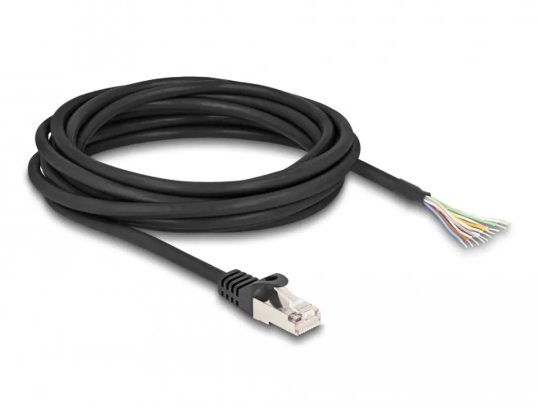 Delock RJ50 naar Open Draad S/FTP Kabel 5m - Zwart