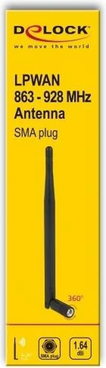 Delock LPWAN Antenne 863-928 MHz SMA - 1.64 dBi - Zwart